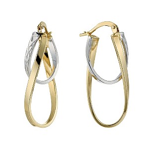 Together Bonded Silver & 9ct Gold Double Creole Earrings
