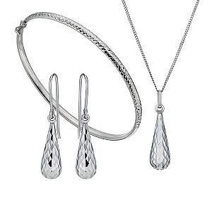 Silver Earrings, Pendant & Bangle Set