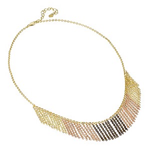 Oxi Colour Silver & Gold-Plated Three Tone Fringe Necklace