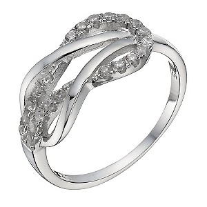 Sterling Silver Cubic Zirconia Knot Ring - Size L