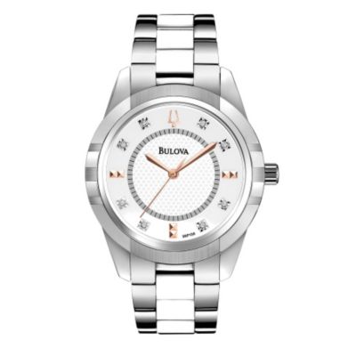 Bulova Ladies' White Ceramic Link Bracelet Watch