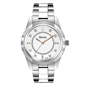 Bulova Ladies' White Ceramic Link Bracelet Watch