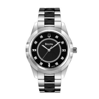 Bulova Ladies' Black Ceramic Link Bracelet Watch