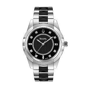 Bulova Ladies' Black Ceramic Link Bracelet Watch