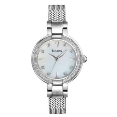 Bulova Ladies' Diamond Dial Mesh Bracelet Watch