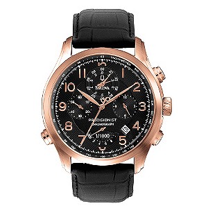 Bulova Precisionist Rose Gold-Plated Black Strap Watch