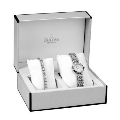Bulova Ladies' Stainless Steel Bracelet & Watch Set