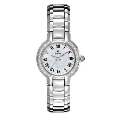 Bulova Ladies' Silver Dial Stone Set Bracelet Watch