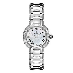 Bulova Ladies' Silver Dial Stone Set Bracelet Watch