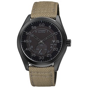 Citizen Eco-Drive Men's Black Dial Canvas Strap Watch