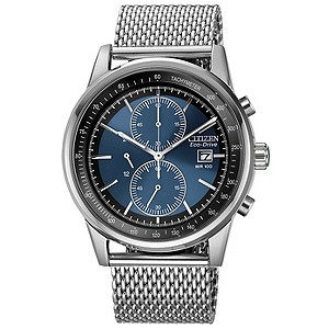 Citizen Eco-Drive Men's Blue Dial Mesh Bracelet Watch