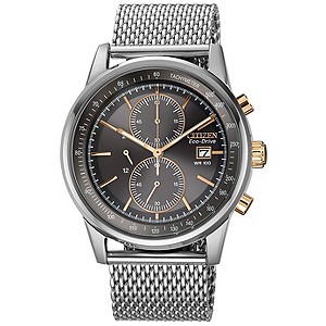 Citizen Eco-Drive Men's Grey Dial Mesh Bracelet Watch
