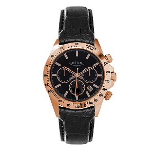 Rotary Men's Rose Gold-Plated Chronograph Strap Watch