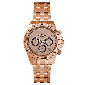 Rotary Men's Chronograph Rose Gold-Plated Bracelet Watch