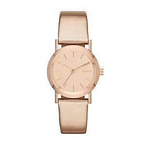 DKNY Ladies' Rose Gold-Plated Leather Strap Watch