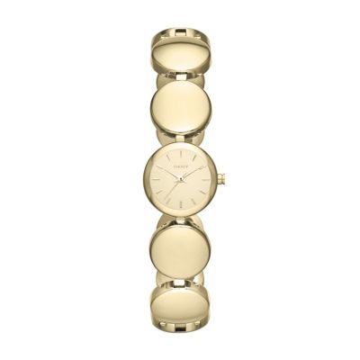 DKNY Ladies' Mini Gold-Plated Round Bracelet Watch