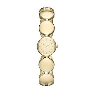 DKNY Ladies' Mini Gold-Plated Round Bracelet Watch