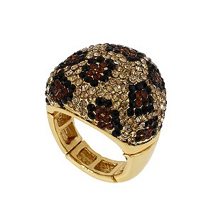 Betsey Johnson Gold Tone Leopard Print Crystal Ring