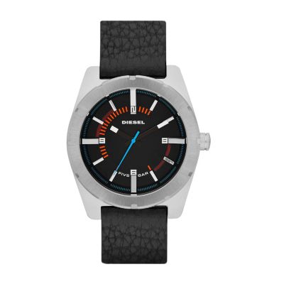 Diesel Men's Black Leather Strap Watch