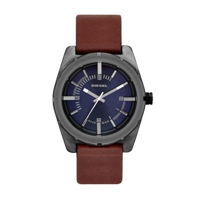 Diesel Men's Blue Dial Brown Leather Strap Watch