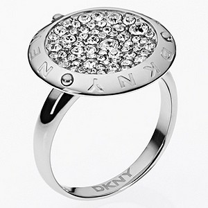DKNY Stainless Steel Crystal Disc Ring Size M 1/2