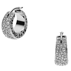 DKNY Stainless Steel Crystal Hoop Earrings