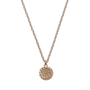 DKNY Rose Gold-Plated Crystal Disc Necklace
