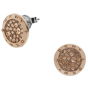 DKNY Rose Gold-Plated Crystal Disc Stud Earrings