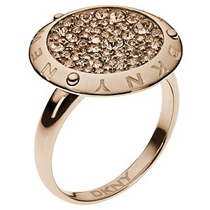 DKNY Rose Gold-Plated Crystal Disc Ring Size M 1/2