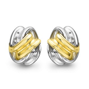Silver & 9ct Yellow Gold Twist Knot Stud Earrings