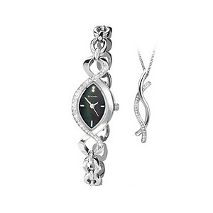 Sekonda Ladies' Stainless Steel Bracelet Watch & Pendant Set