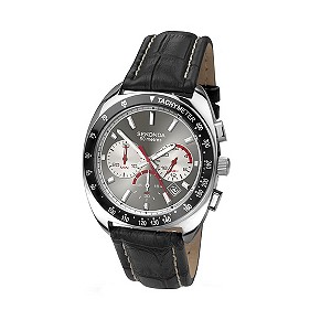 Sekonda Men's Stainless Steel Black Leather Strap Watch