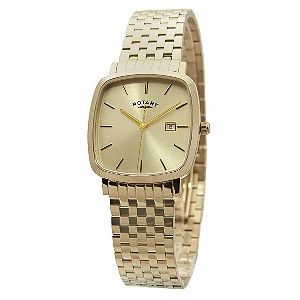 Rotary Men's Champagne Dial Gold-Plated Bracelet Watch