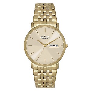 Rotary Men's Champagne Dial Gold-Plated Bracelet Watch