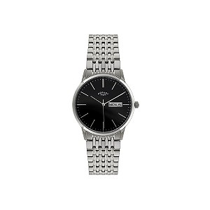 Rotary Men's Black Dial Stainless Steel Bracelet Watch