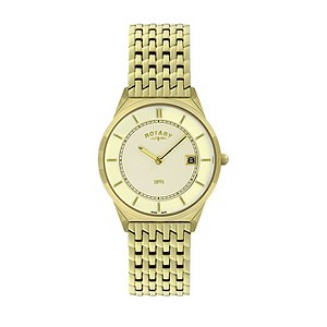 Rotary Men's Champagne Dial Gold-Plated Bracelet Watch