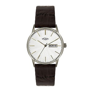 Rotary Men's Stainless Steel Brown Leather Strap Watch