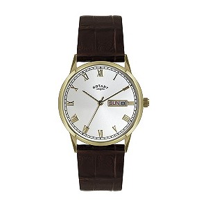Rotary Men's Stainless Steel Brown Leather Strap Watch