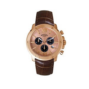 Rotary Men's Stainless Steel Brown Leather Strap Watch