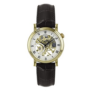 Rotary Men's Stainless Steel Brown Leather Strap Watch