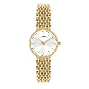 Rotary Ladies' White Dial Gold-Plated Bracelet Watch