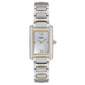 Rotary Ladies' Rectangle Stone Set Two Colour Bracelet Watch