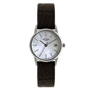 Rotary Ladies' Stainless Steel Brown Leather Strap Watch