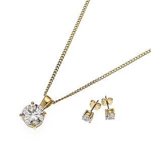 Buckley Gold-Plated Cubic Zirconia Pendant & Earrings Set