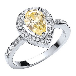 Buckley Rhodium-Plated Crystal Pear Cut Ring