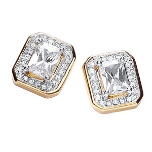 Buckley Gold-Plated Emerald Cut Crystal Vintage Earrings