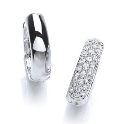 Buckley Rhodium-Plated Crystal Reversible Huggie Earrings