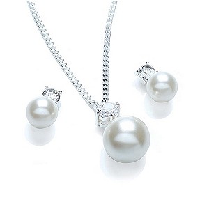 Buckley Glass Pearl & Crystal Earrings & Pendant Set