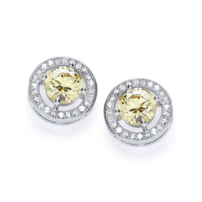 Buckley Rhodium-Plated Canary Crystal Roulette Earrings