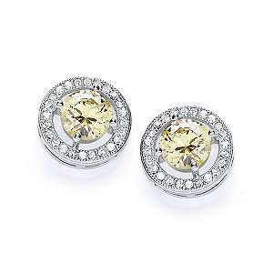 Buckley Rhodium-Plated Canary Crystal Roulette Earrings